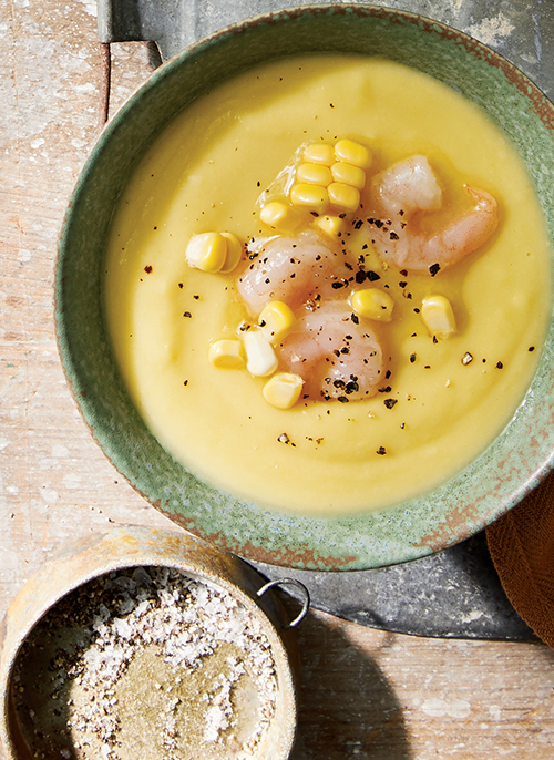 Corn Cooked with Umami Flavours & Fruity Chardonnay