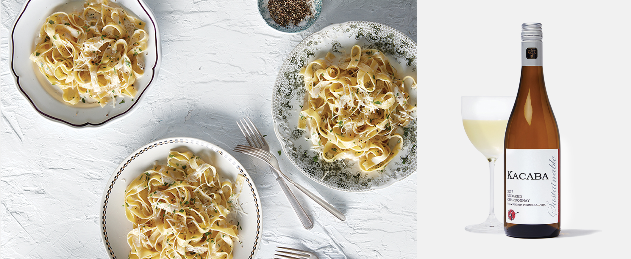 Fettucinis Alfredo au vin blanc