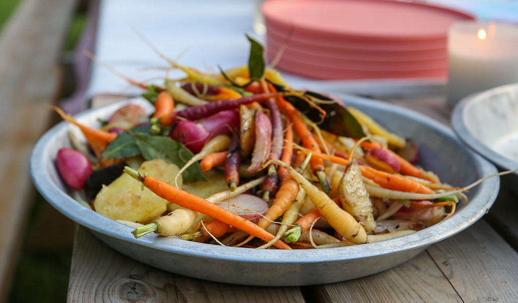 Légumes-racines glacés au vin blanc