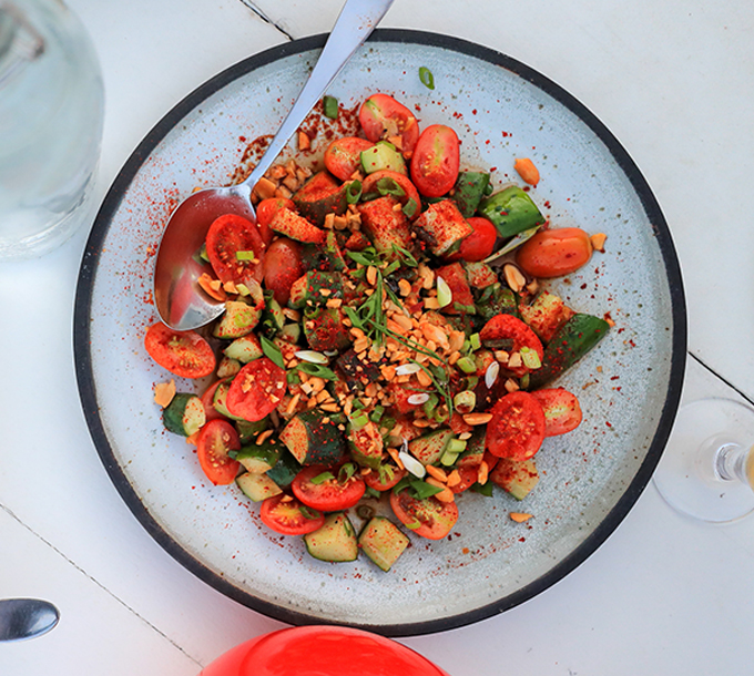 Fiery Cucumber Salad with Crushed Peanuts