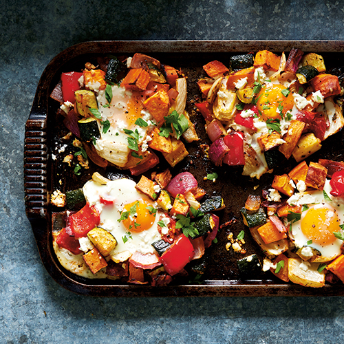 Roast Mediterranean Vegetables & Baked Eggs with Feta