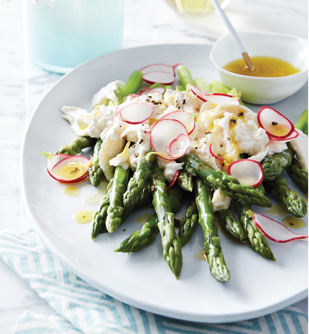 Spring Salad with Asparagus, Radish & Burrata Cheese