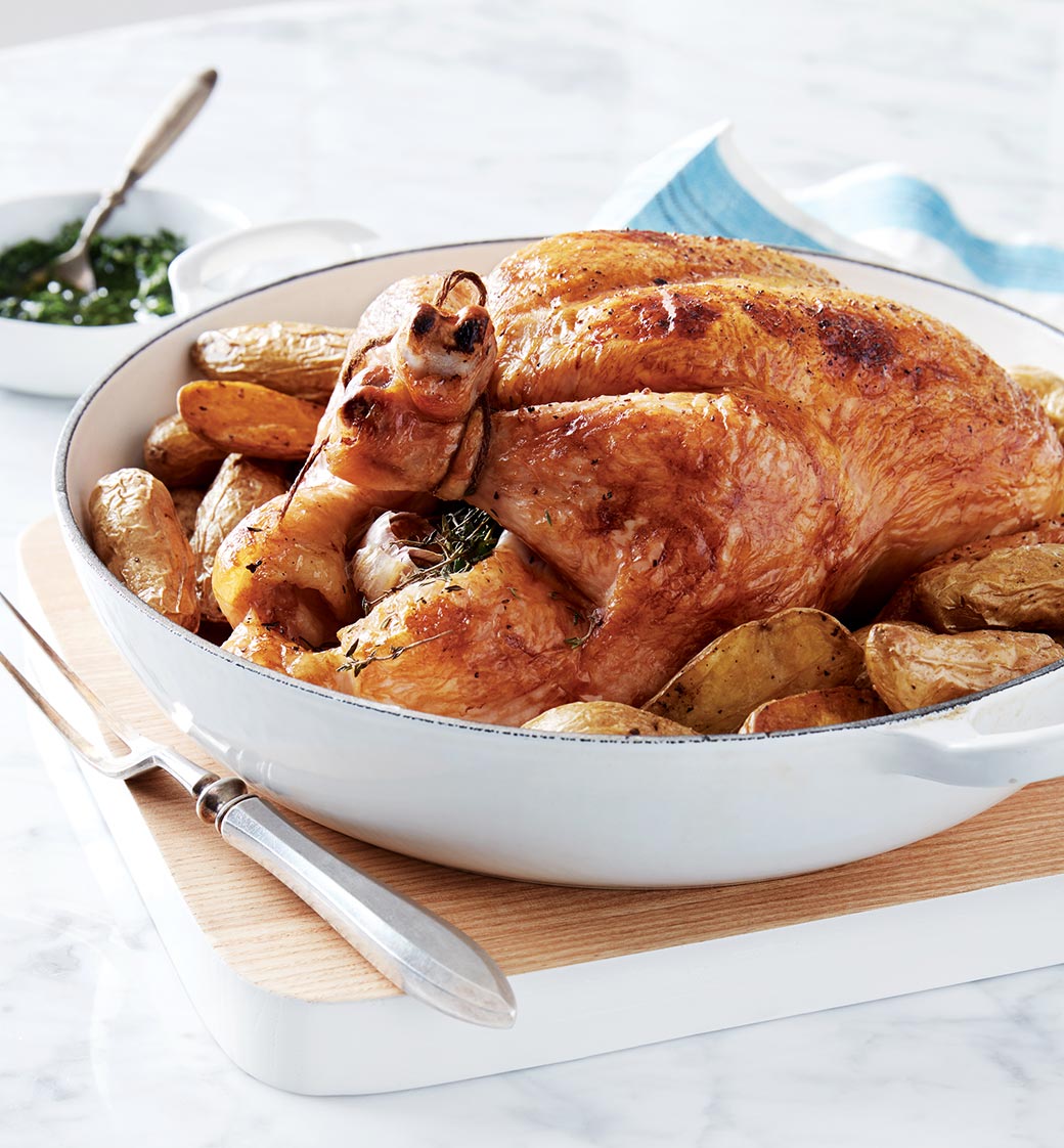 Roast Chicken with Fingerling Potatoes & Salsa Verde