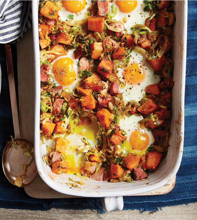 Eggs Baked in Sweet Potato Hash