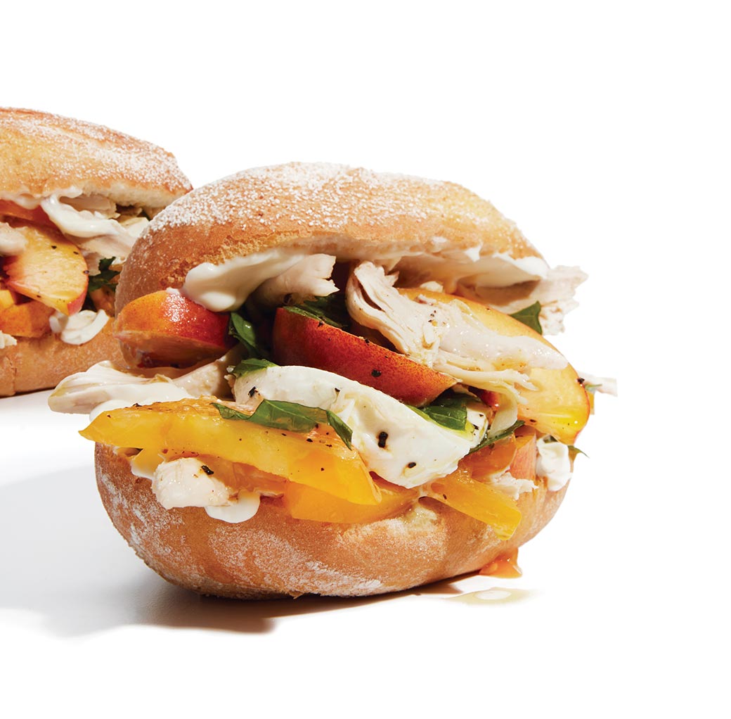 Caprese Sandwich with Roast Chicken & Peaches