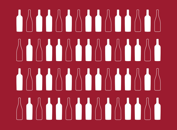 Graphic of multiple wine bottles