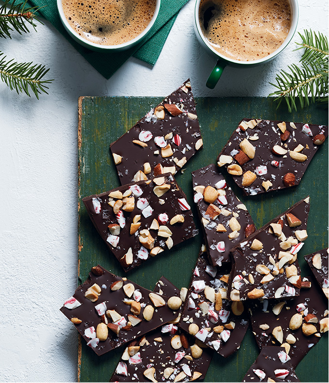 Salted Chocolate, Candy Cane & Nut Bark