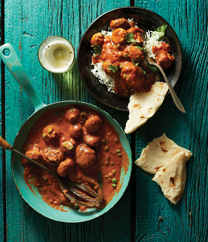 Cari de champignons et de petits pois au beurre à l’indienne