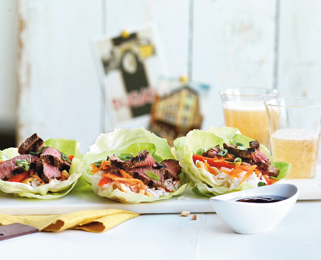 Hoisin Beef & Cashew Lettuce Wraps