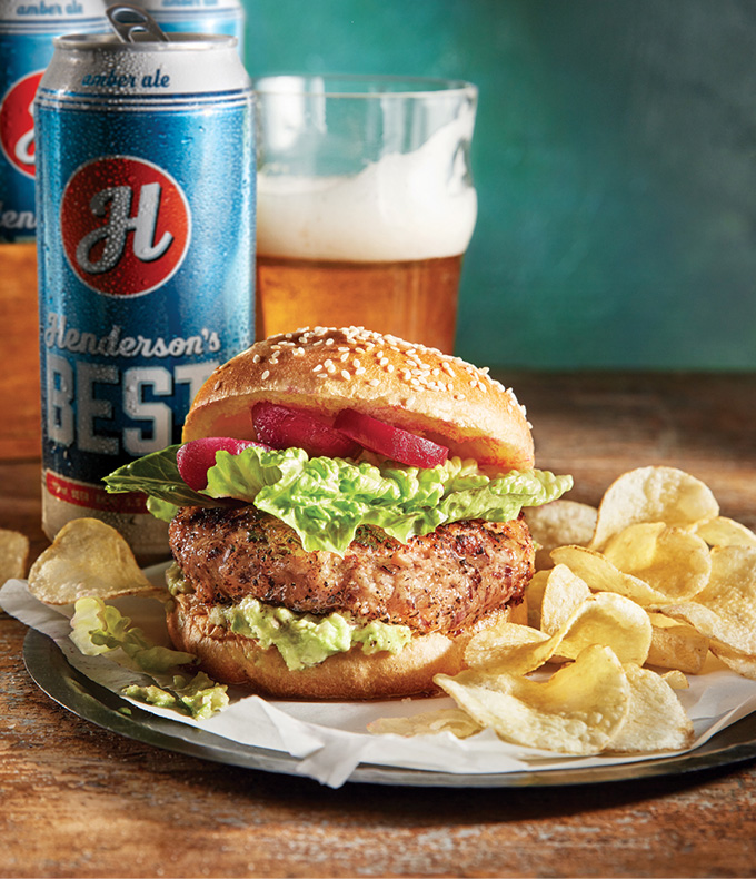 Spicy Veggie Burgers with Crushed Avocado & Pickled Beets