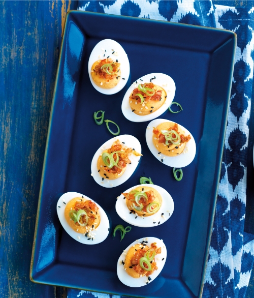 Get this Kimchi Devilled Eggs recipe