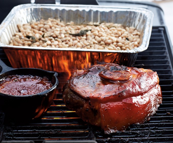 Get this recipe riff on pork and beans