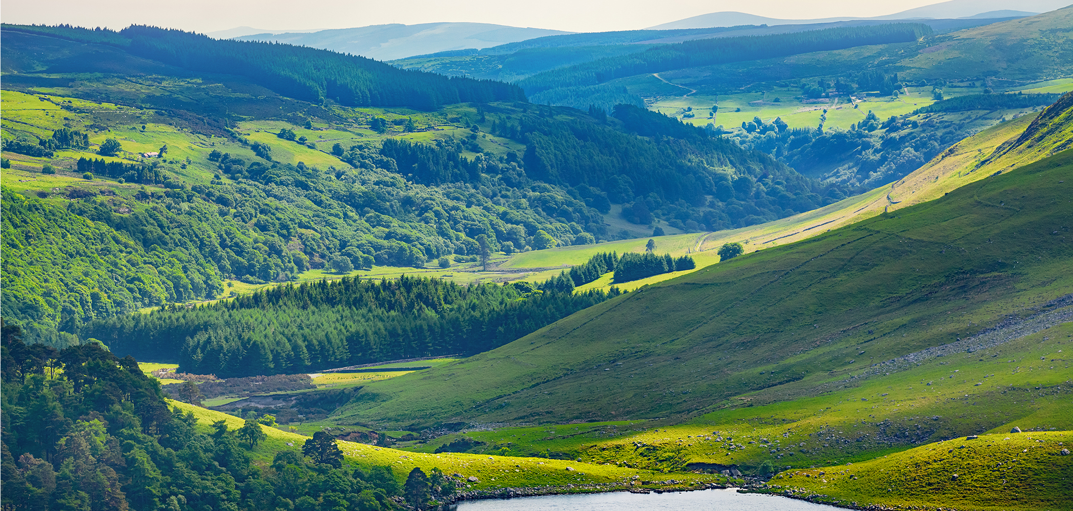 Valley in the rolling green hills of Ireland