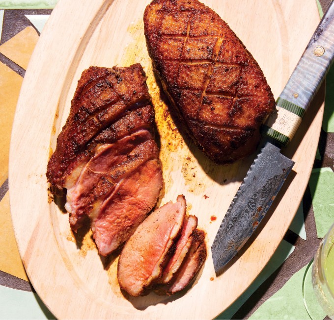 Smoky Grilled Duck Breast with Peach Barbeque Sauce