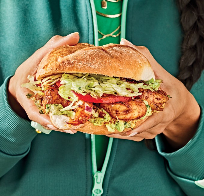 Grilled Shrimp Torta with Spicy Guacamole
