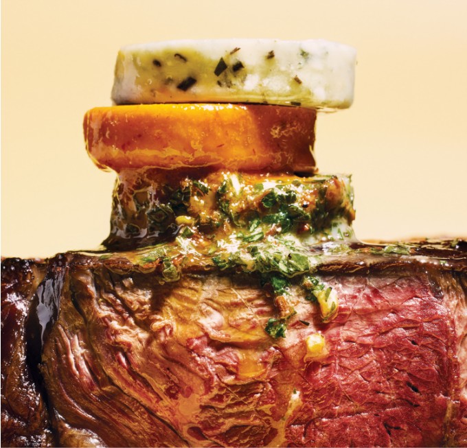 Cowboy Steak with A Trio of Butters