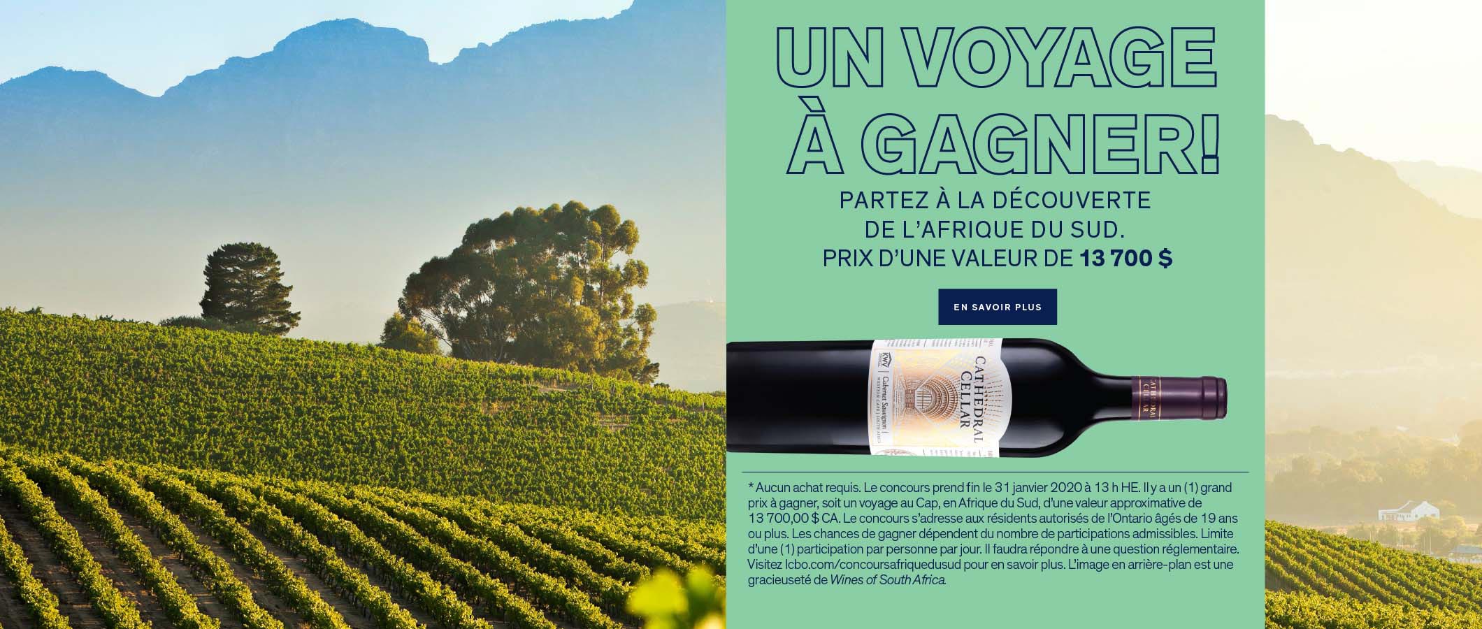 Une voyage a gagner! Partez à la découverte de l'Afrique du sud. Prix de valeur de 13 700 $.. En savoir plus.