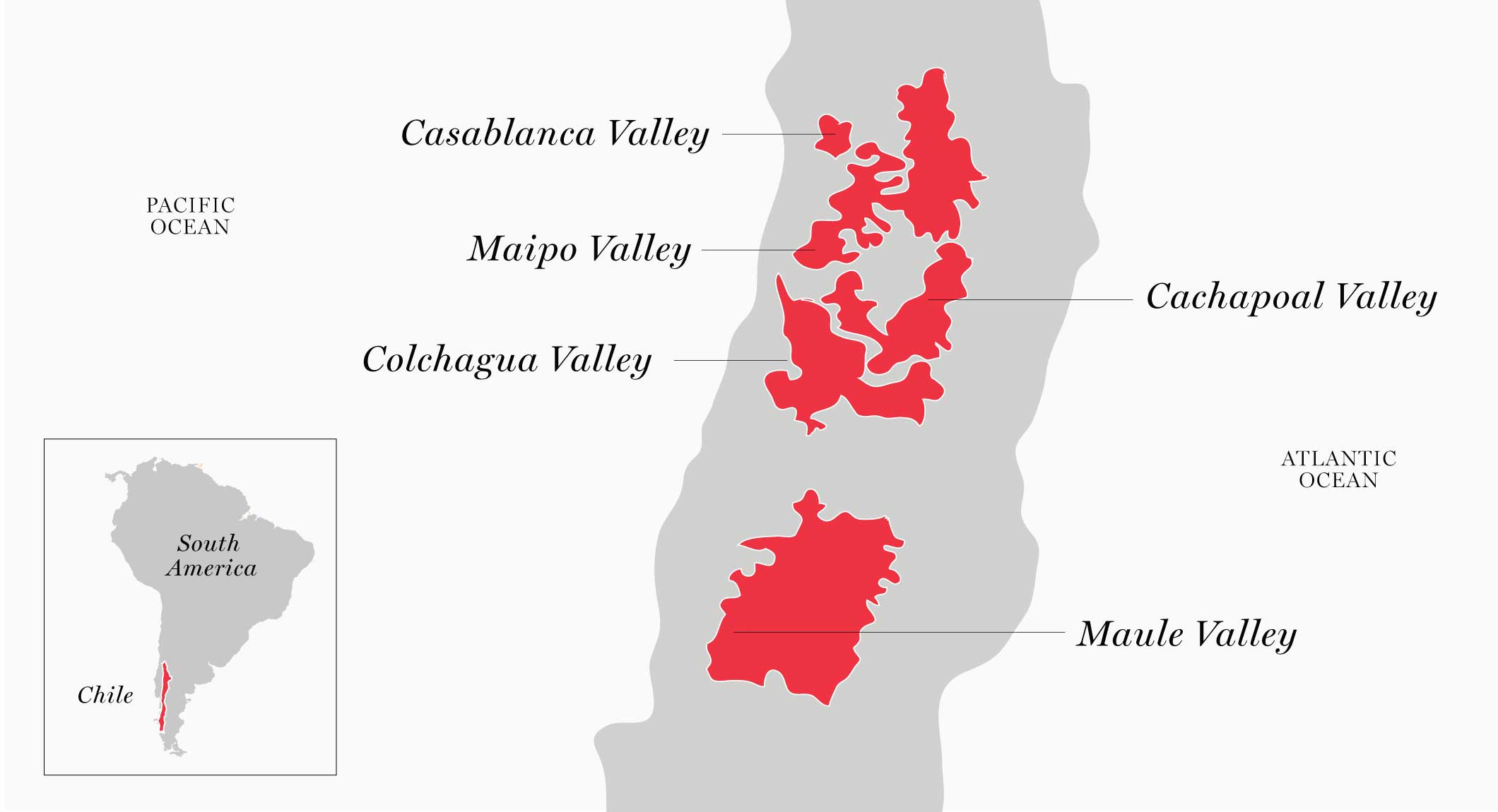 Chile wine region map