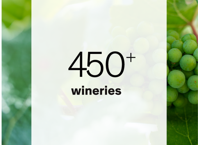 450+ wineries 