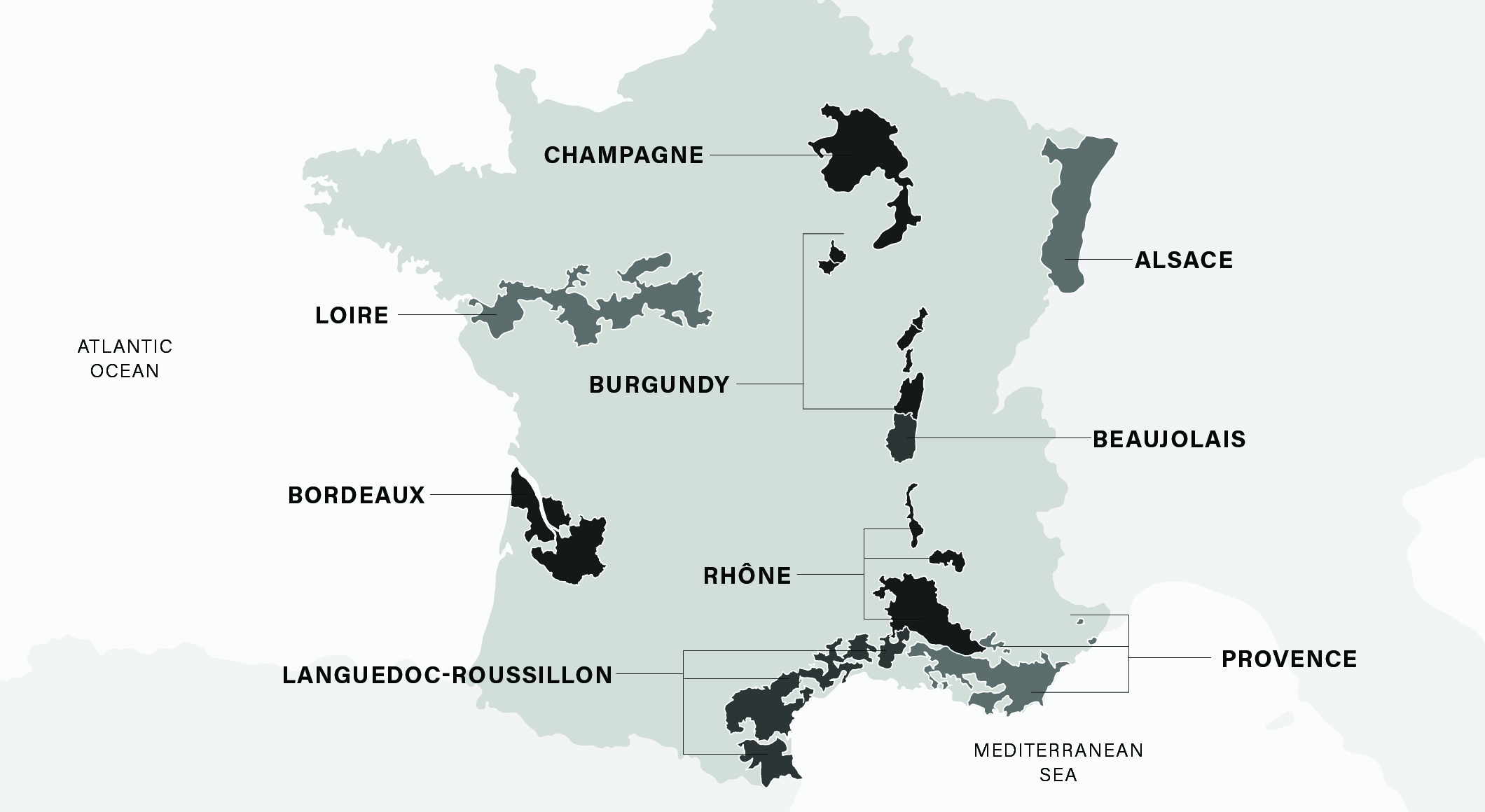 France wire region map,  Full descriptions below.